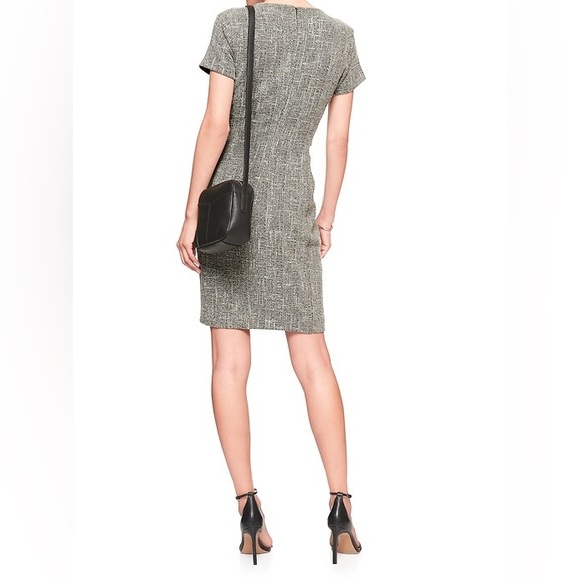 Banana Republic Women’s Classic Grey Stretch Boucle Tweed Sheath Dress Size 0 - Picture 2 of 9
